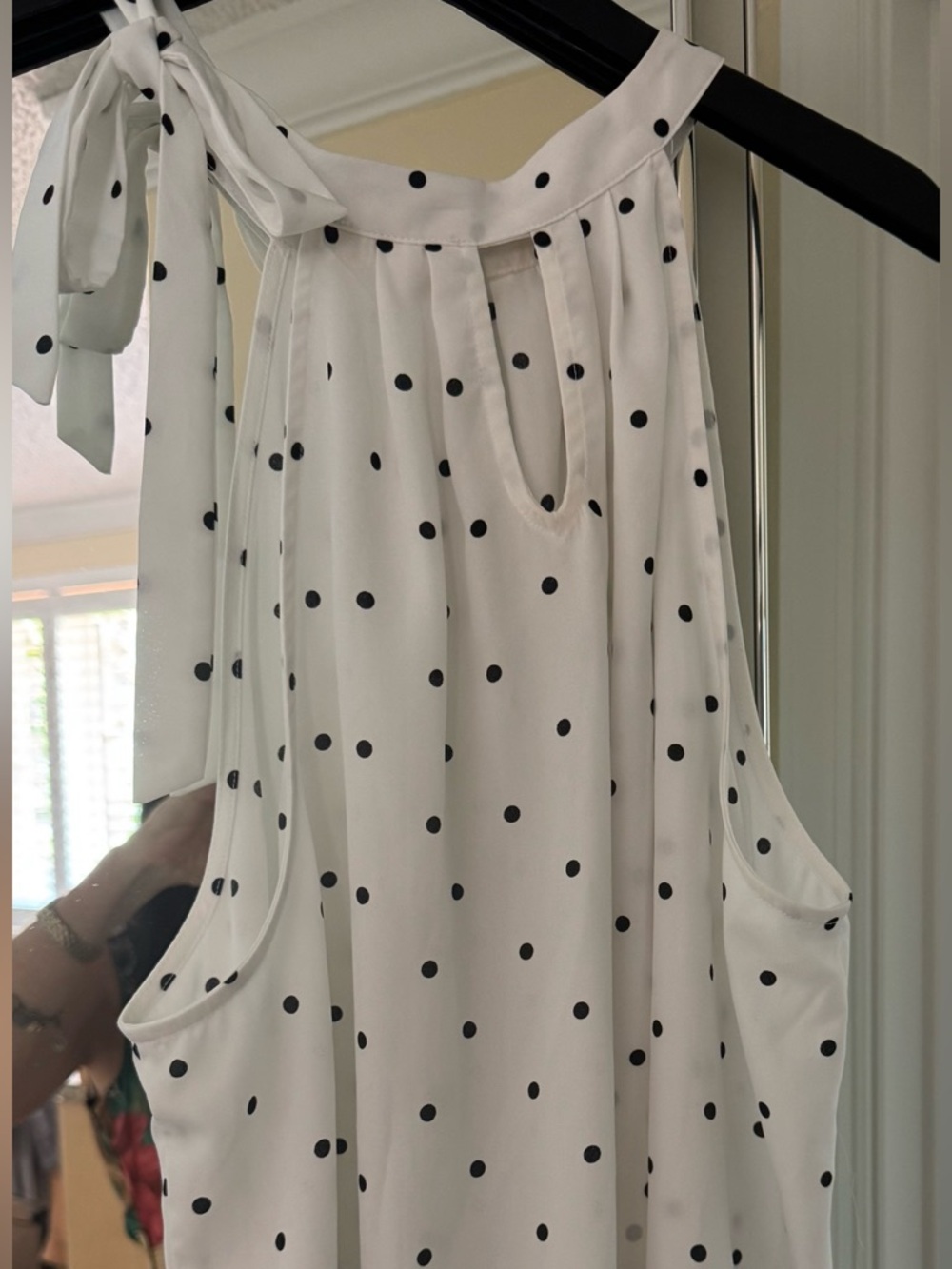 Maison Jules White Blouse with Black Polka Dots